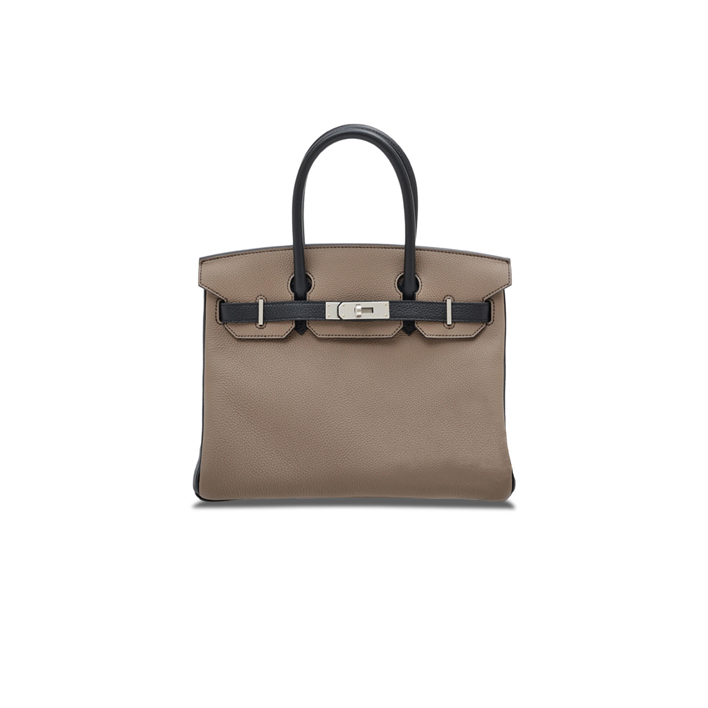 H**me5 BIRKIN 30 EPSOM ELEPHANT GREY AND BLACK SILVER BUCKLE BAG H028369CK62 (30*23*15cm) Master Quality